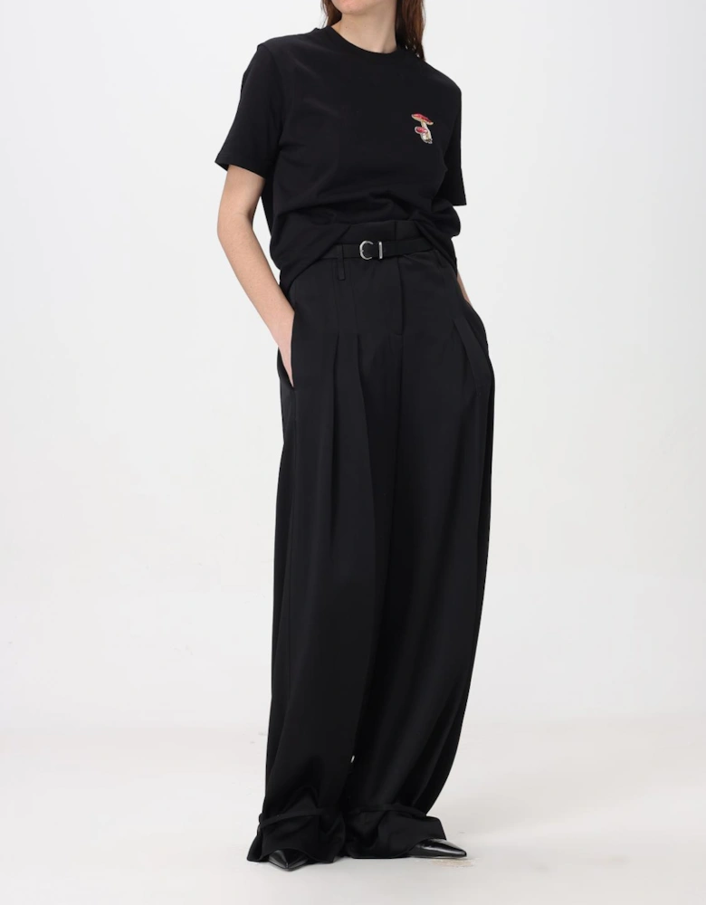 Wide Leg Pleated Trousers Ankle Tie