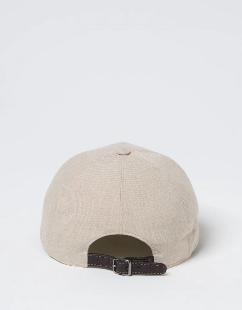 Linen Baseball Cap with Embellished Band