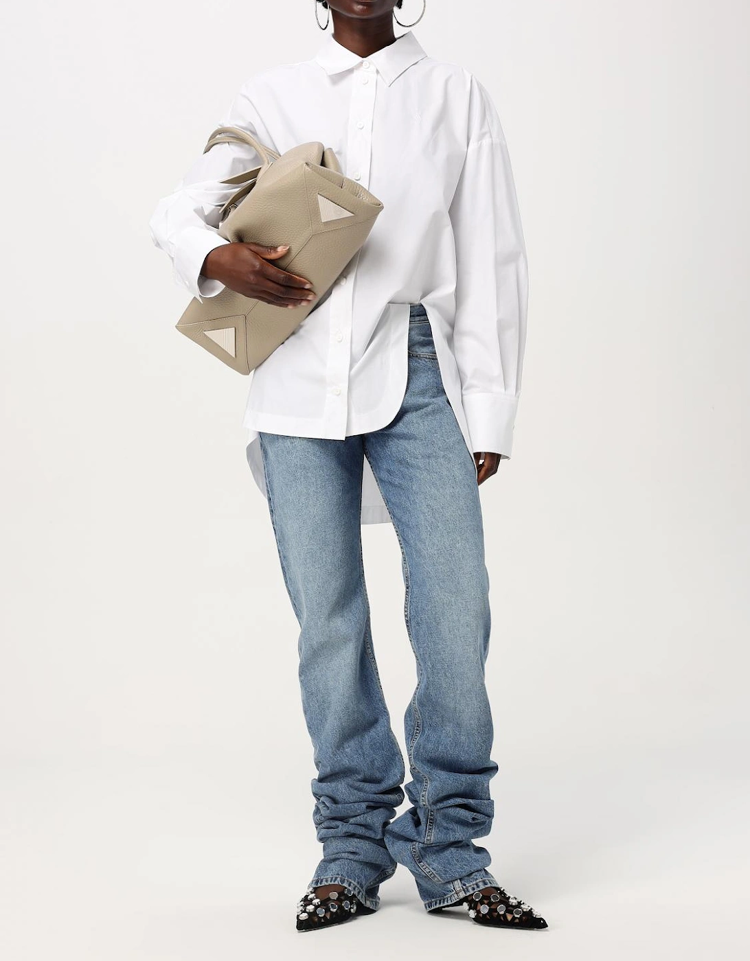 Asymmetrical Leather Tote Bag