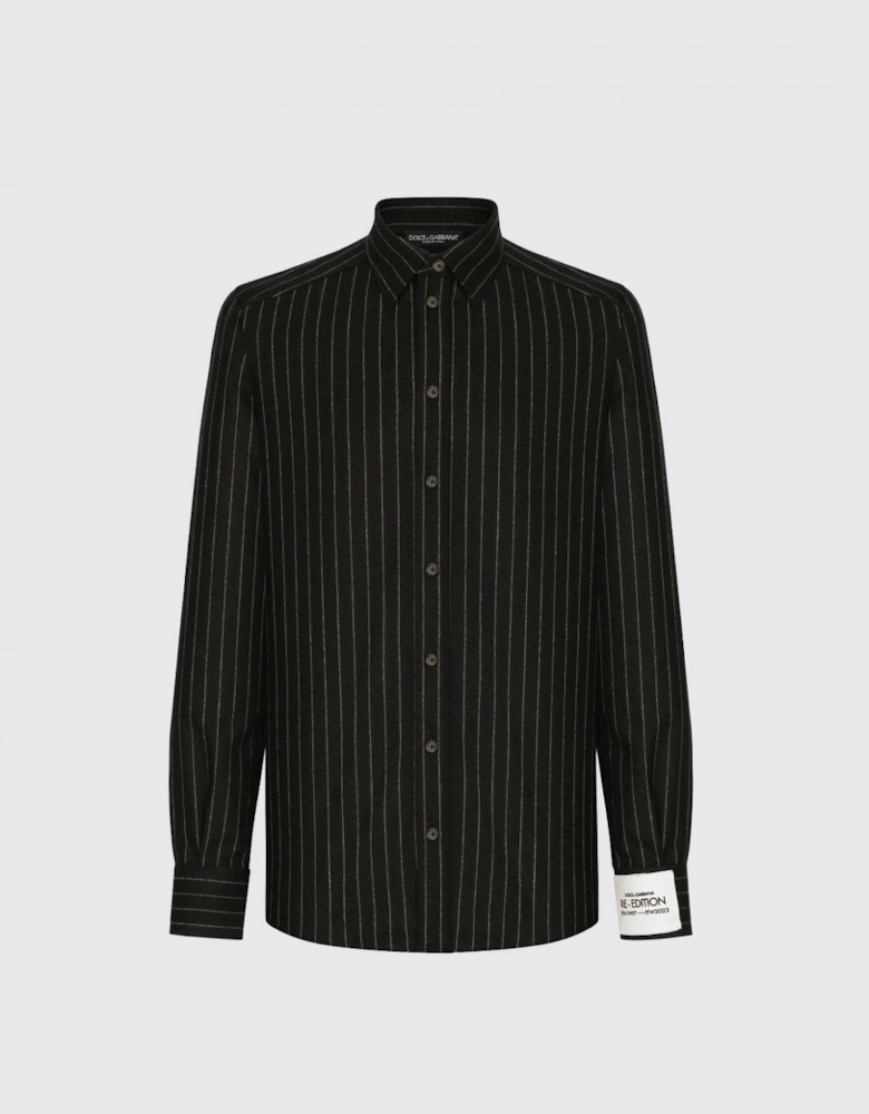 Pinstripe Wool LongSleeve Shirt