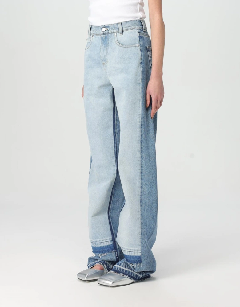 TwoTone Denim Wide Leg Jeans