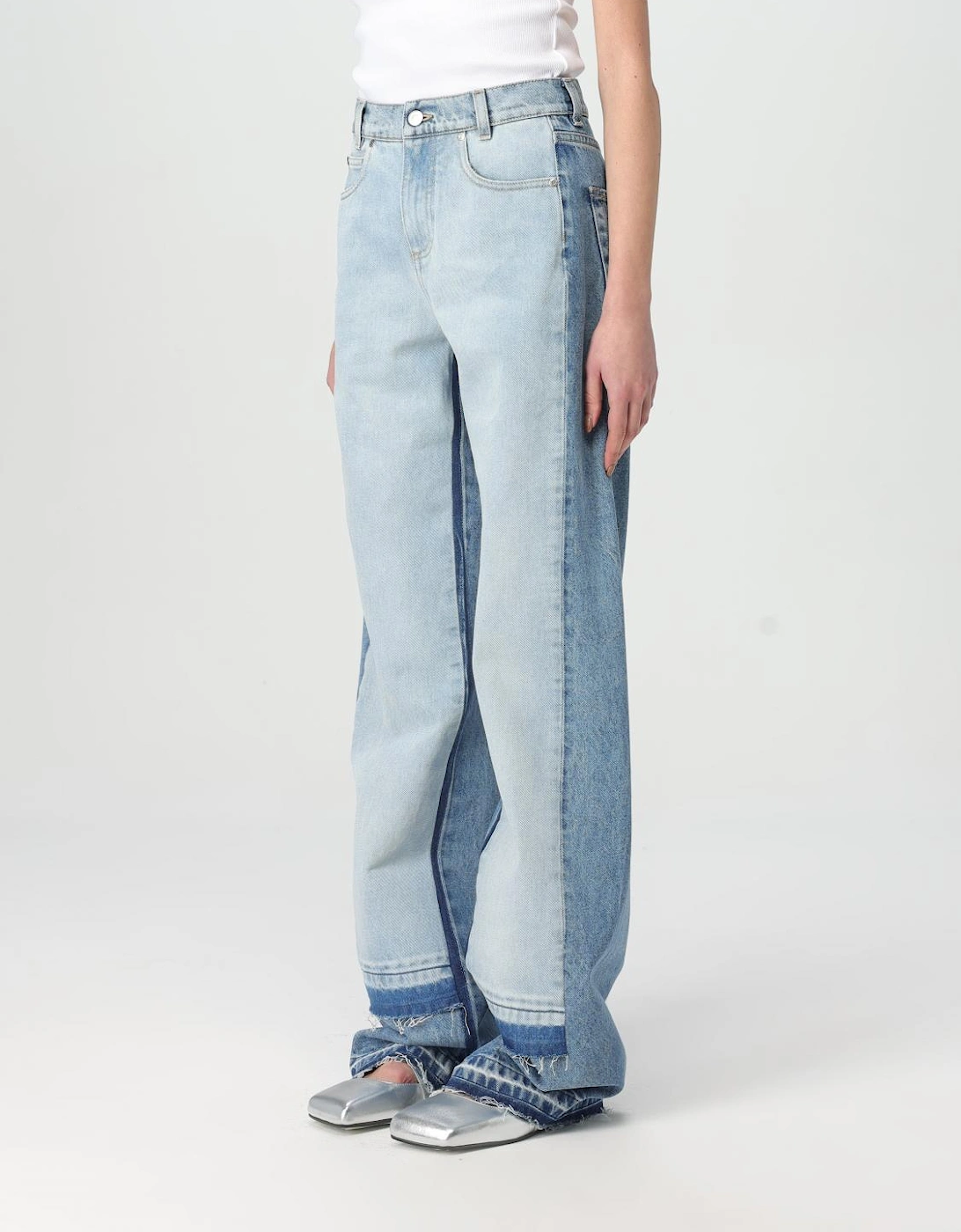 TwoTone Denim Wide Leg Jeans