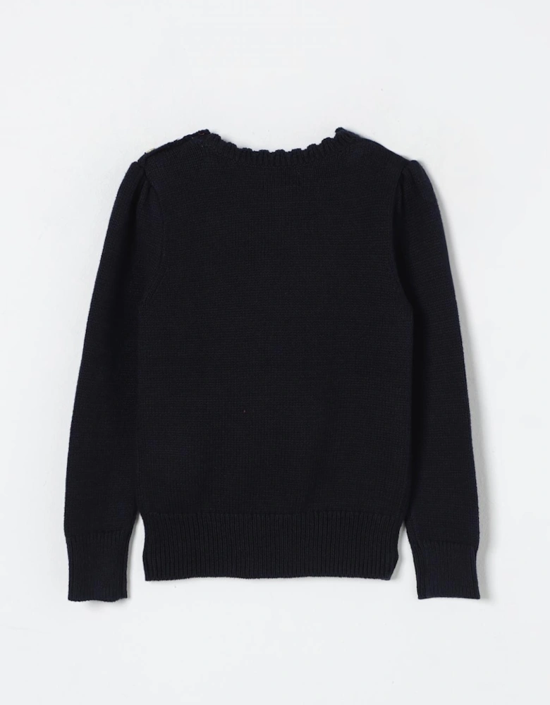 Girls Knit Sweater Bear Embroidery
