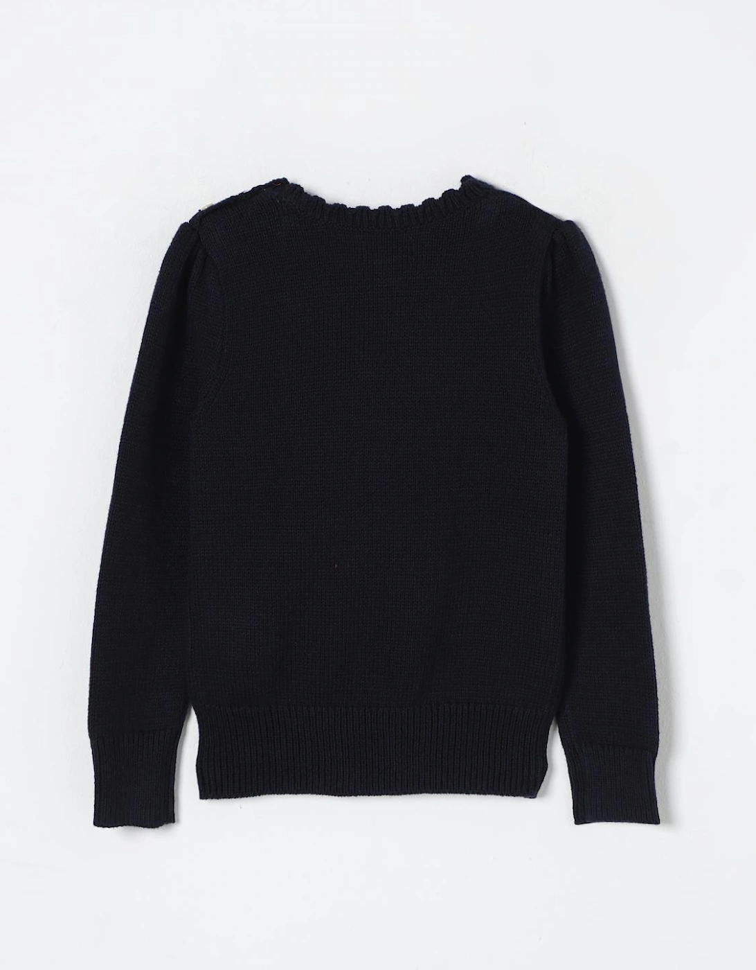 Girls Knit Sweater Bear Embroidery