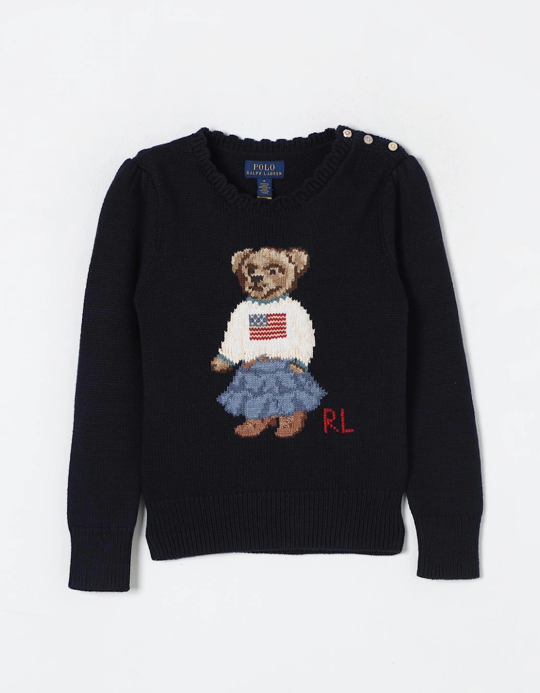Girls Knit Sweater Bear Embroidery, 3 of 2