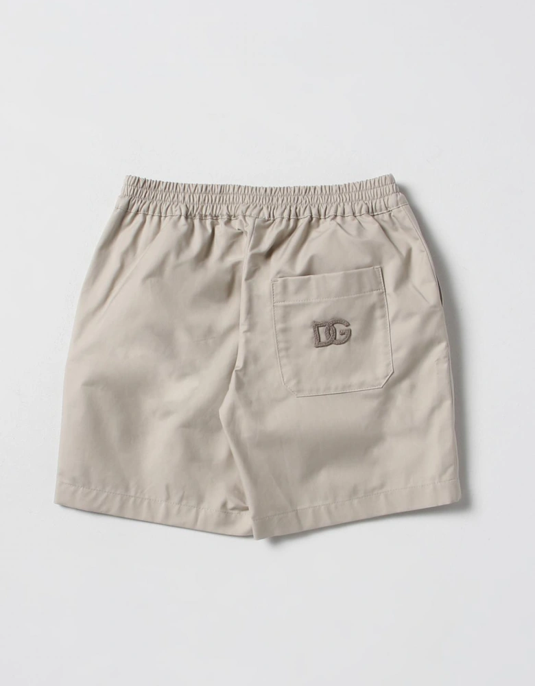 Kids Pleated Cotton Shorts