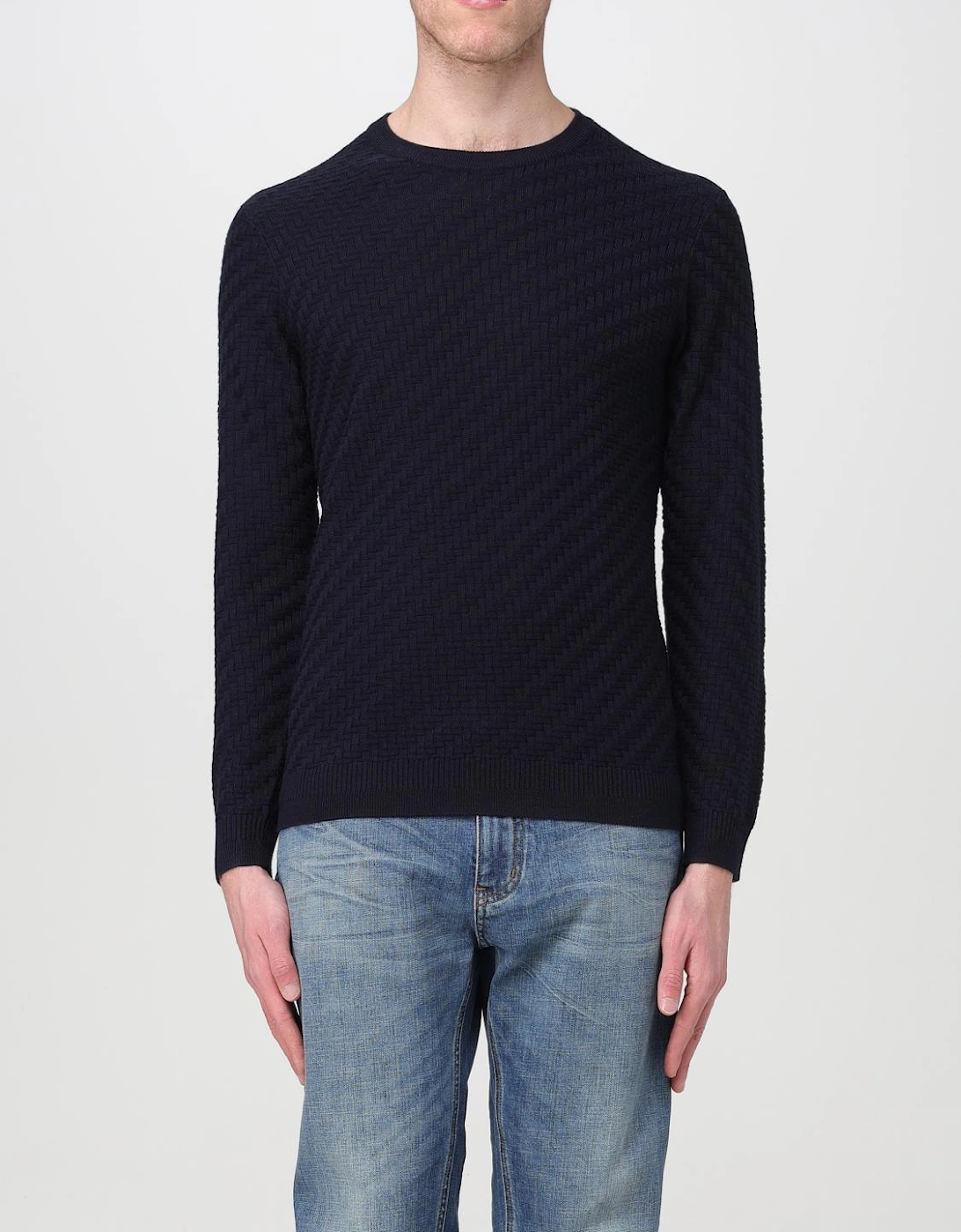 Textured Knit Crew Neck Sweater