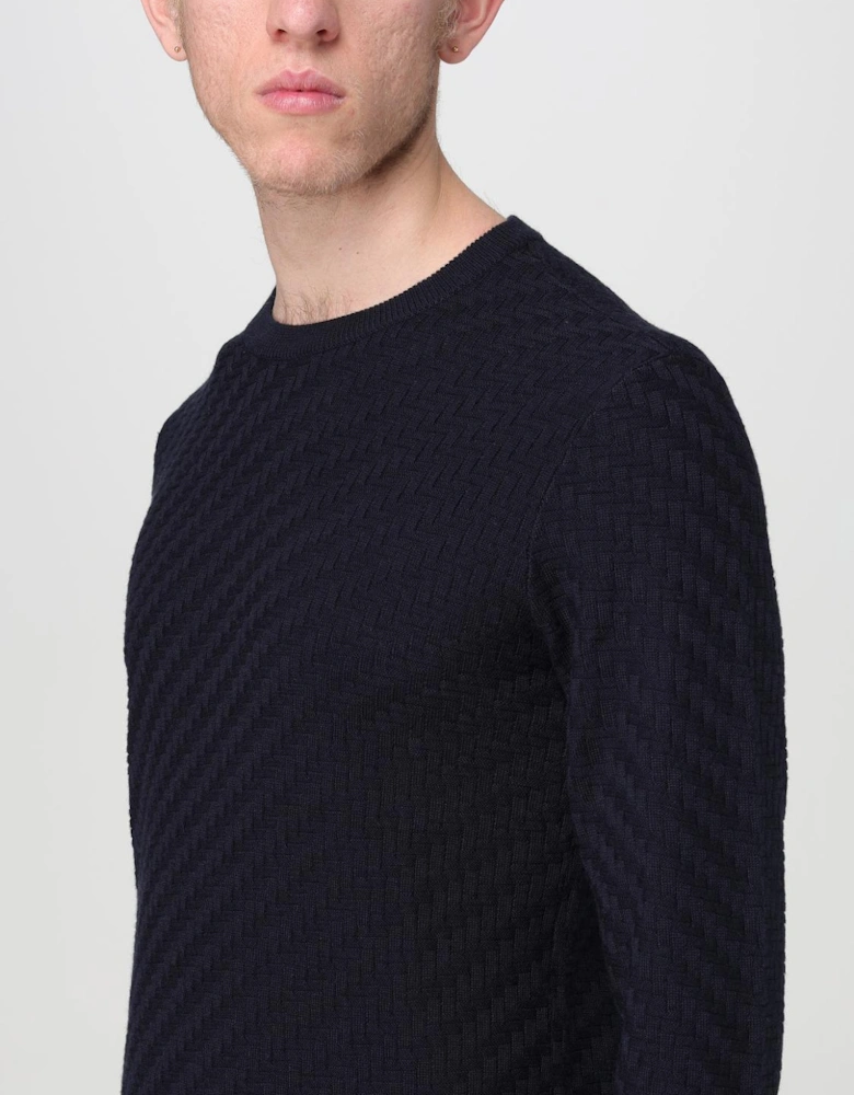Textured Knit Crew Neck Sweater