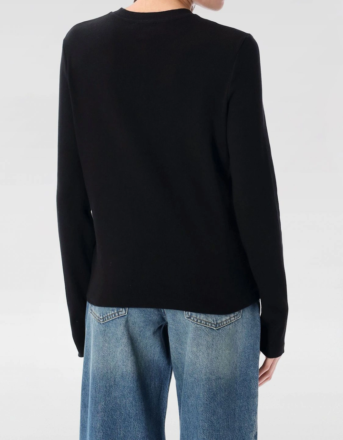 Henley Top Long Sleeve Ribbed Knit