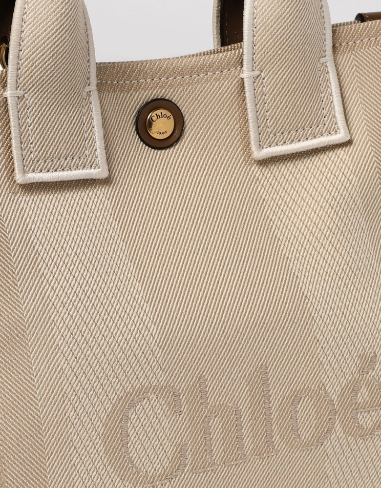 Woody Small Tote Canvas Leather