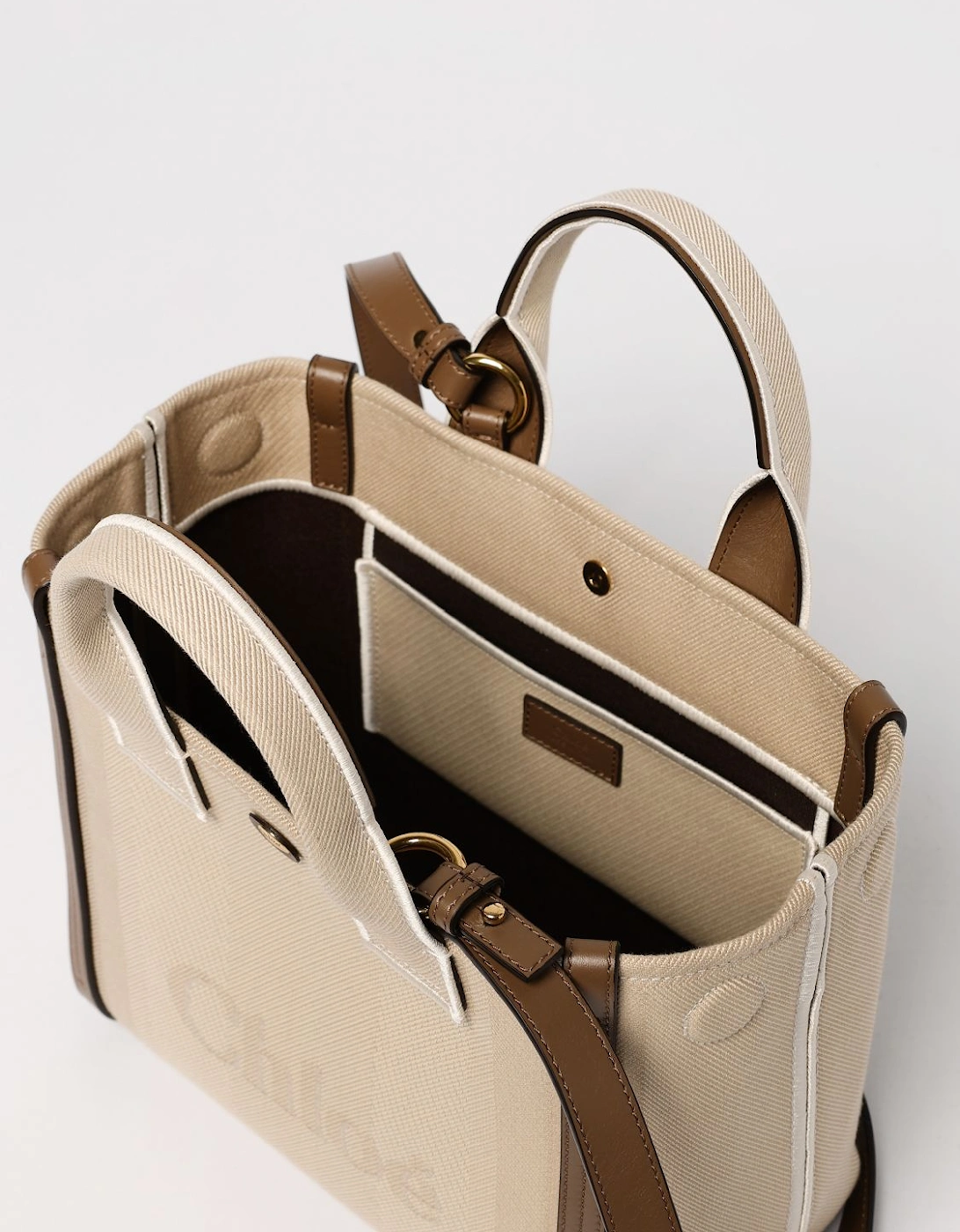 Woody Small Tote Canvas Leather
