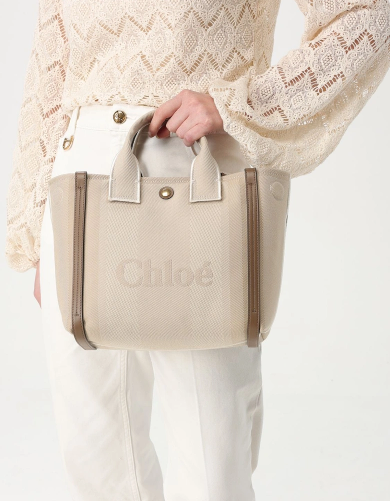 Woody Small Tote Canvas Leather