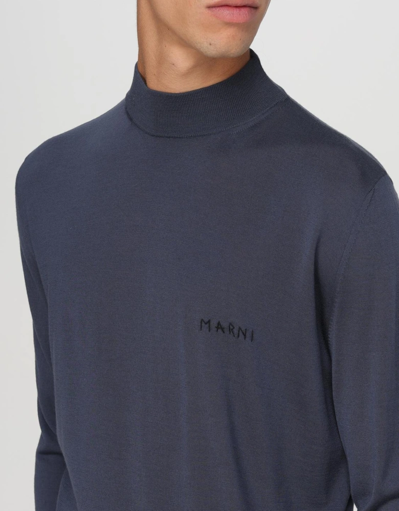 Mock Neck Wool Knit Sweater