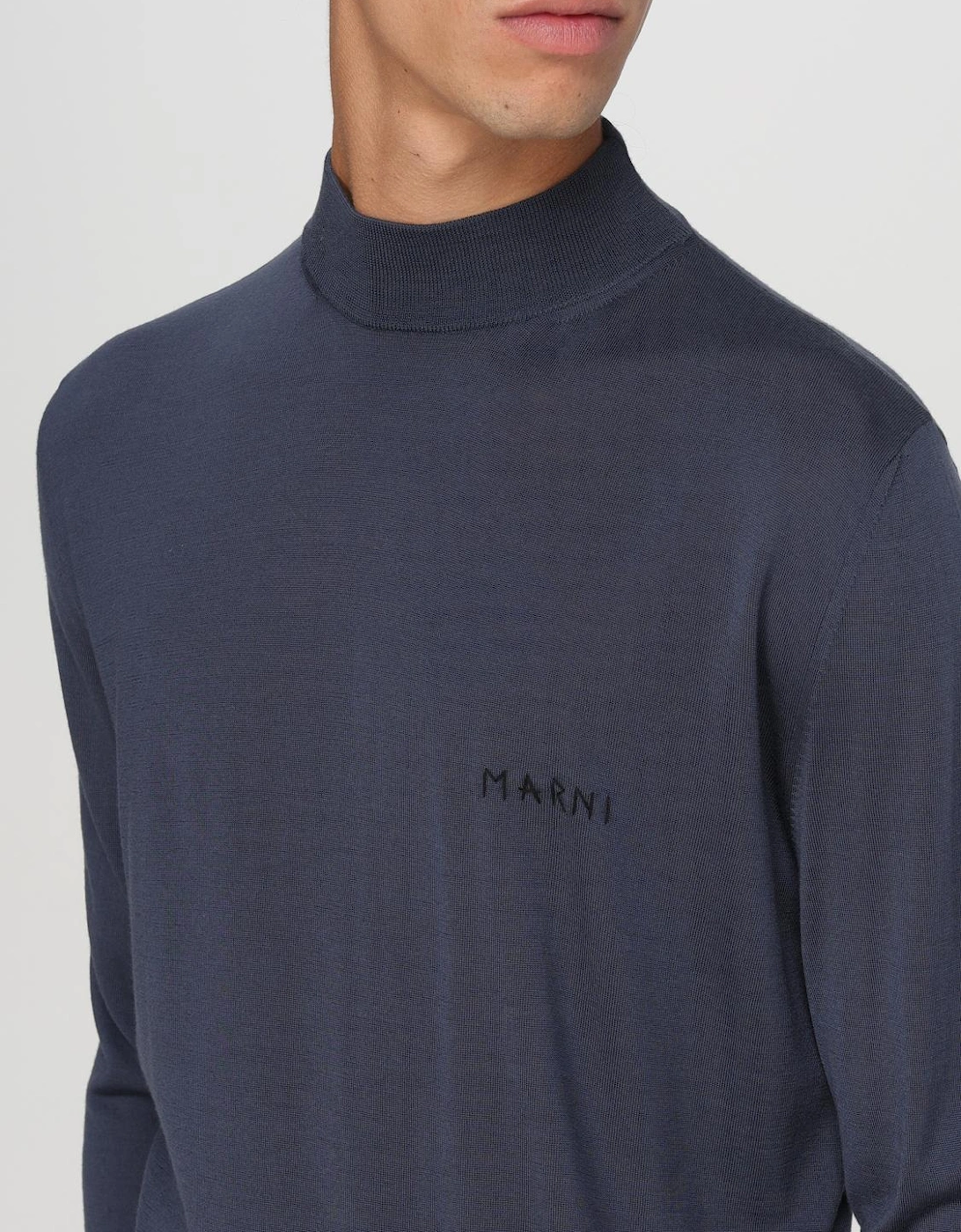 Mock Neck Wool Knit Sweater