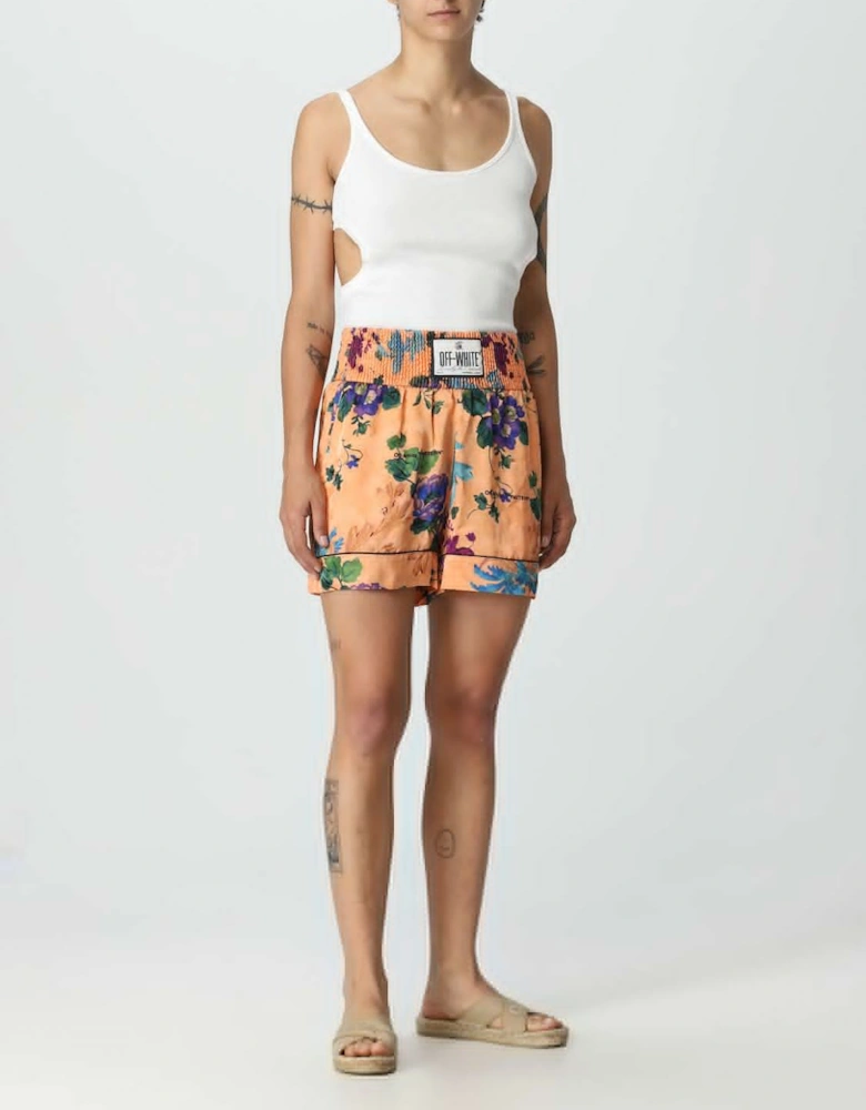 Floral Print Silk Shorts