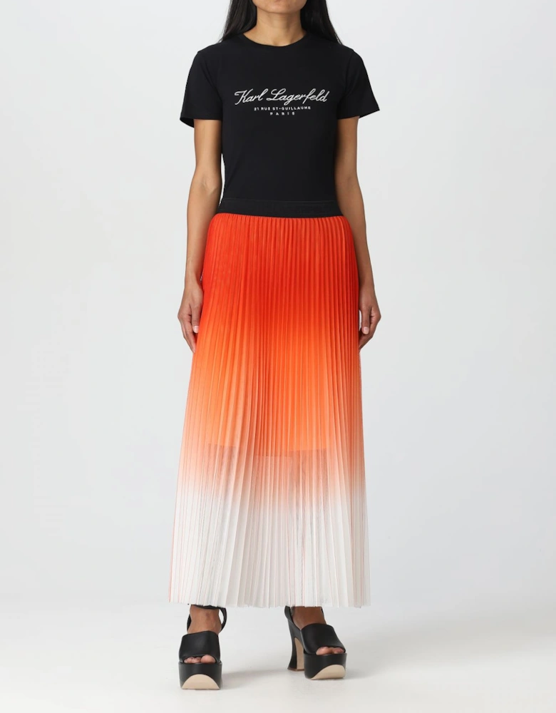 Ombre Pleated Midi Skirt