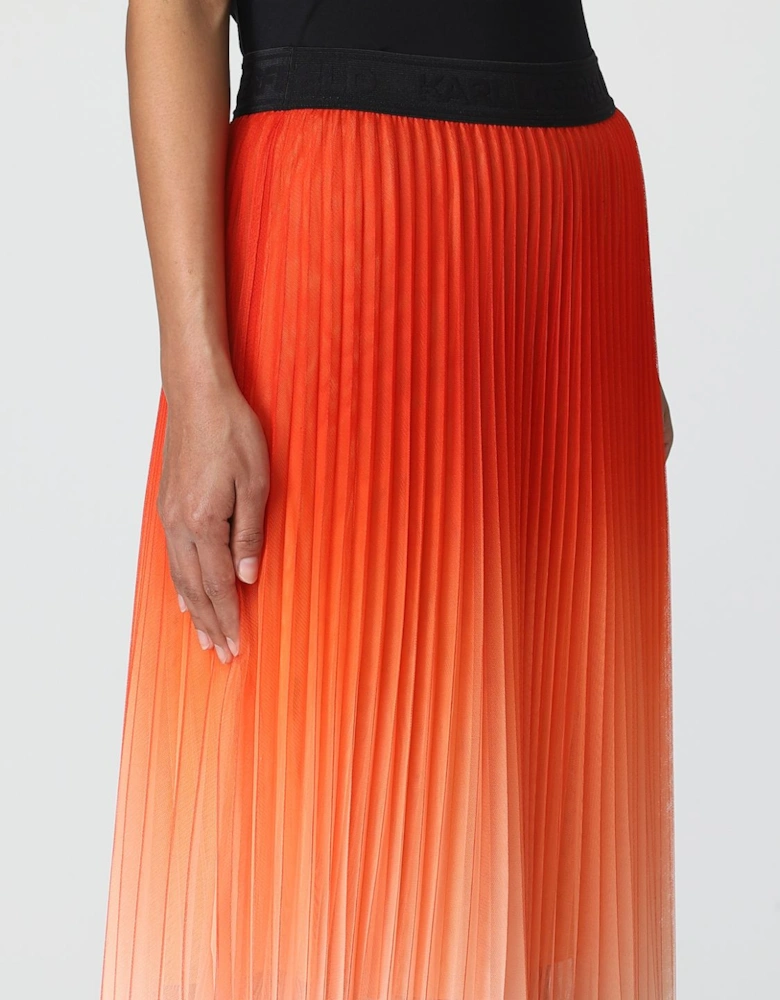 Ombre Pleated Midi Skirt
