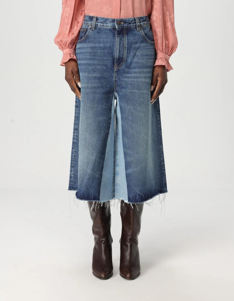 Denim Midi Skirt TwoTone Design