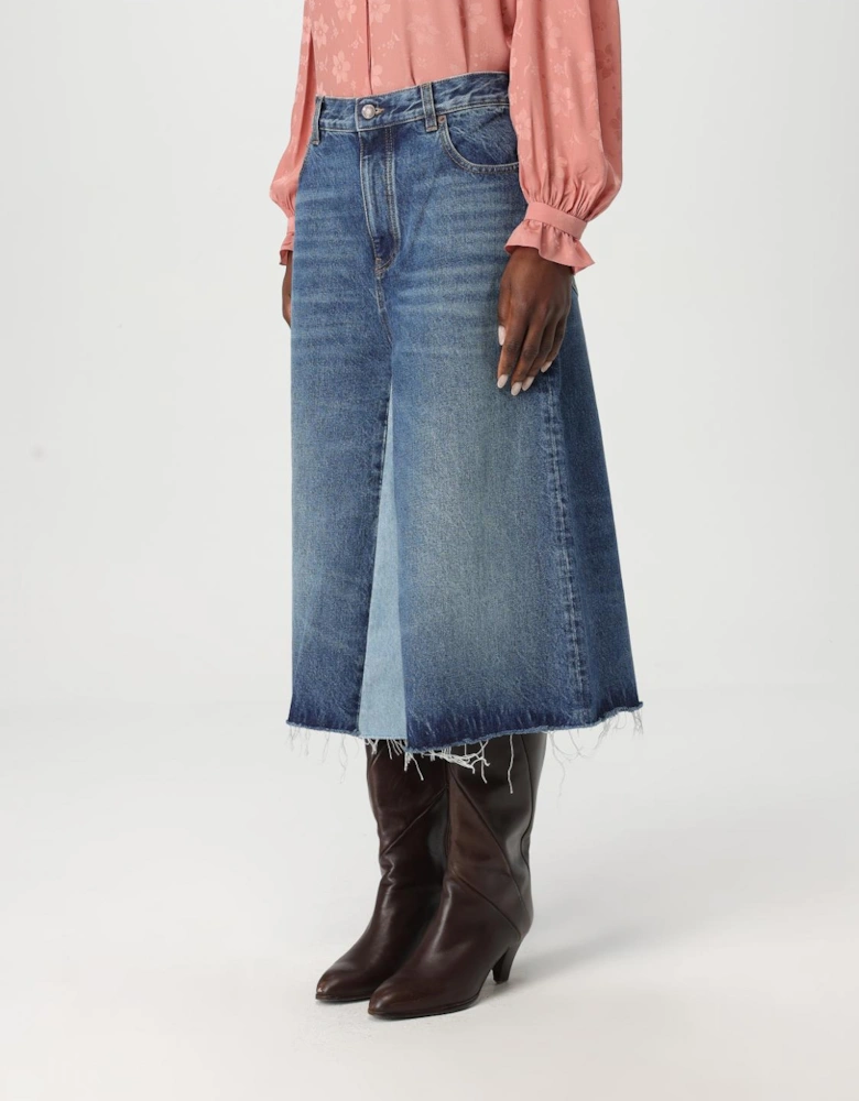 Denim Midi Skirt TwoTone Design