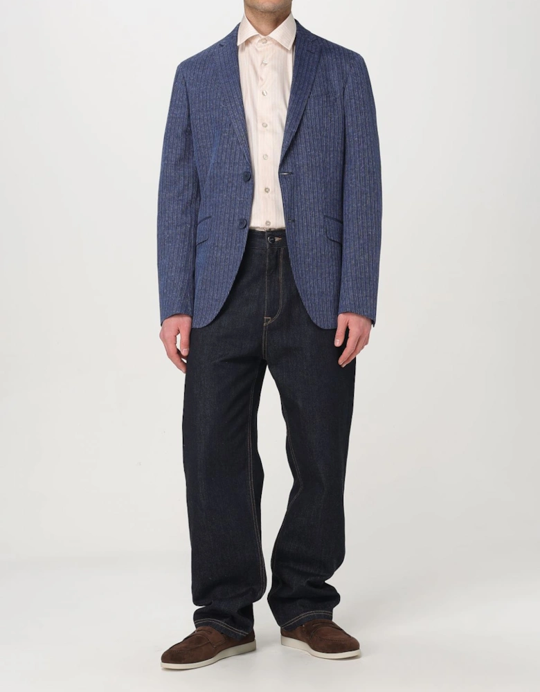 Striped LinenBlend Suit Jacket