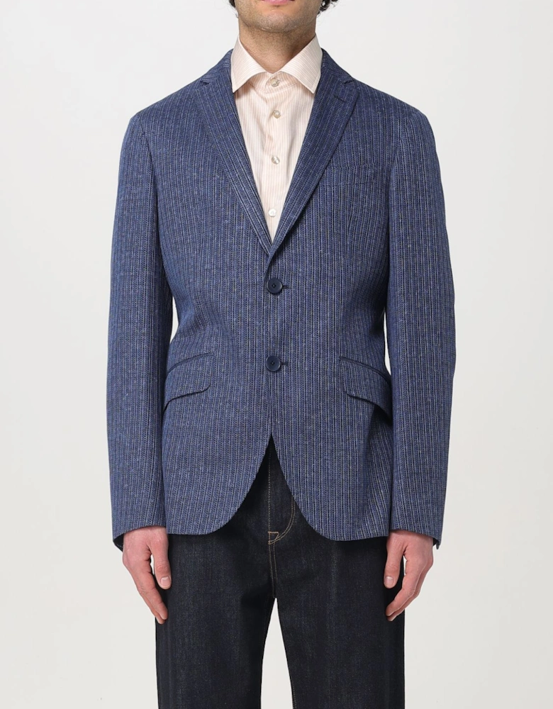 Striped LinenBlend Suit Jacket