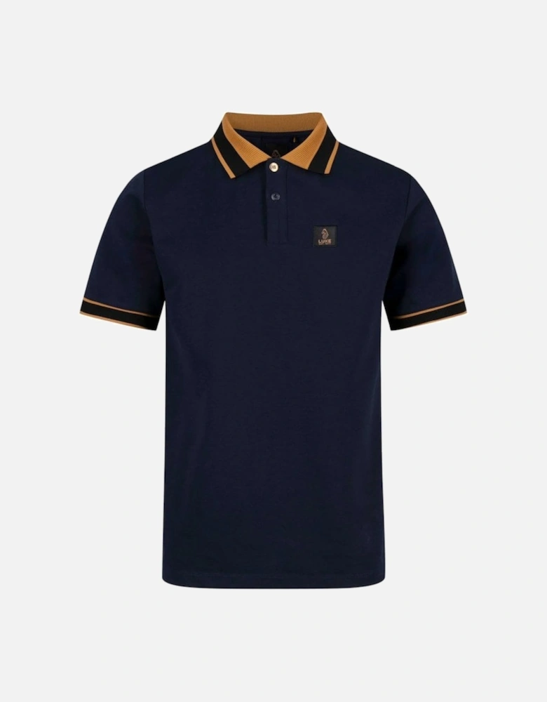 Luke Makati Detailed Polo Shirt Navy Gold