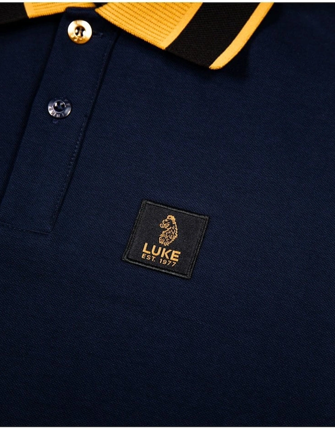Luke Makati Detailed Polo Shirt Navy Gold