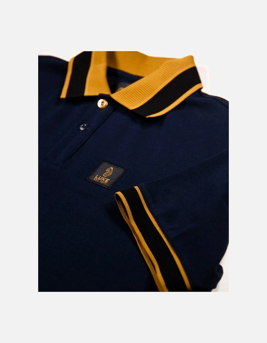 Luke Makati Detailed Polo Shirt Navy Gold