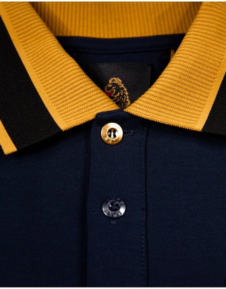 Luke Makati Detailed Polo Shirt Navy Gold