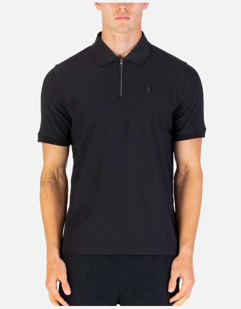 Luke Penrith Zip Neck Short Sleeve Polo Black