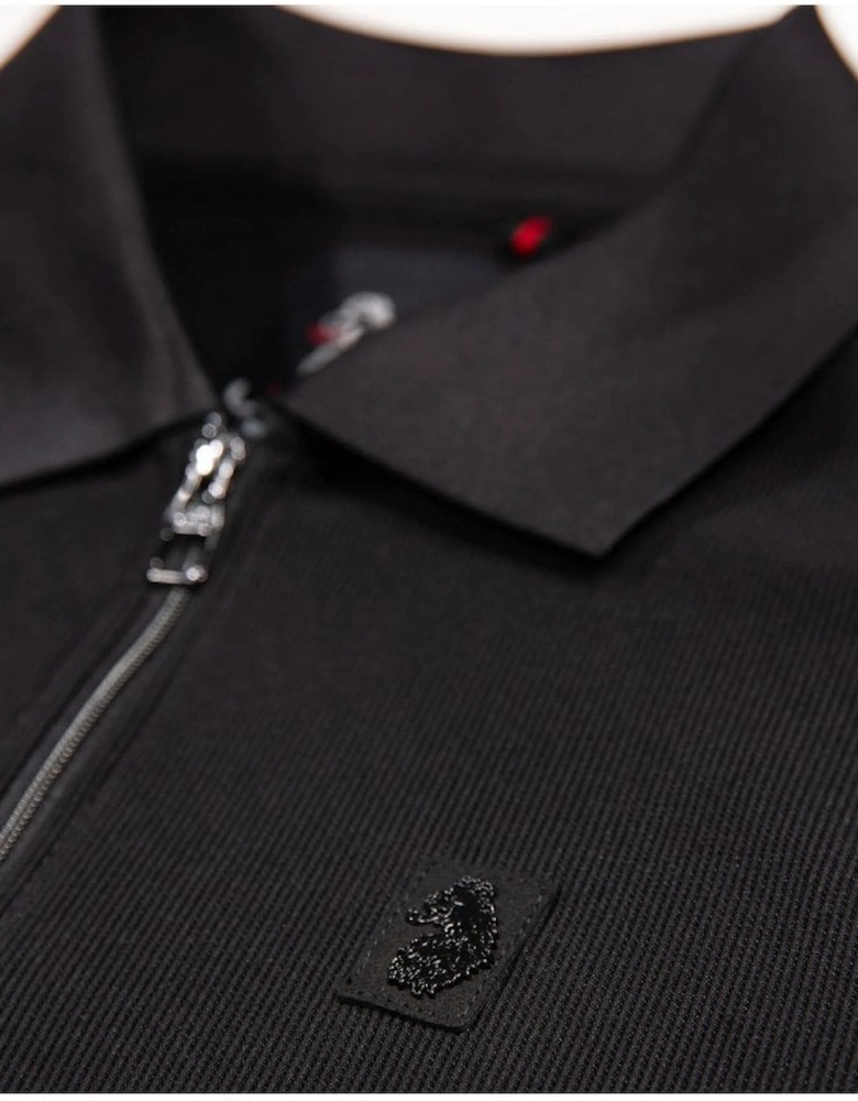 Luke Penrith Zip Neck Short Sleeve Polo Black