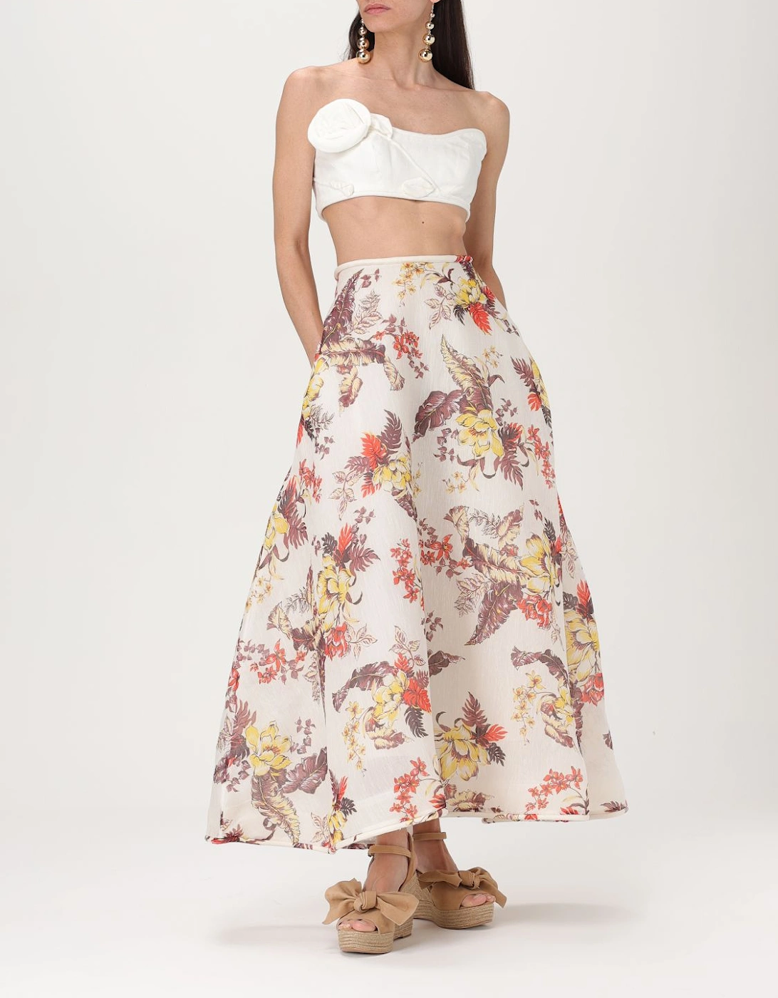 Floral ALine Midi Skirt