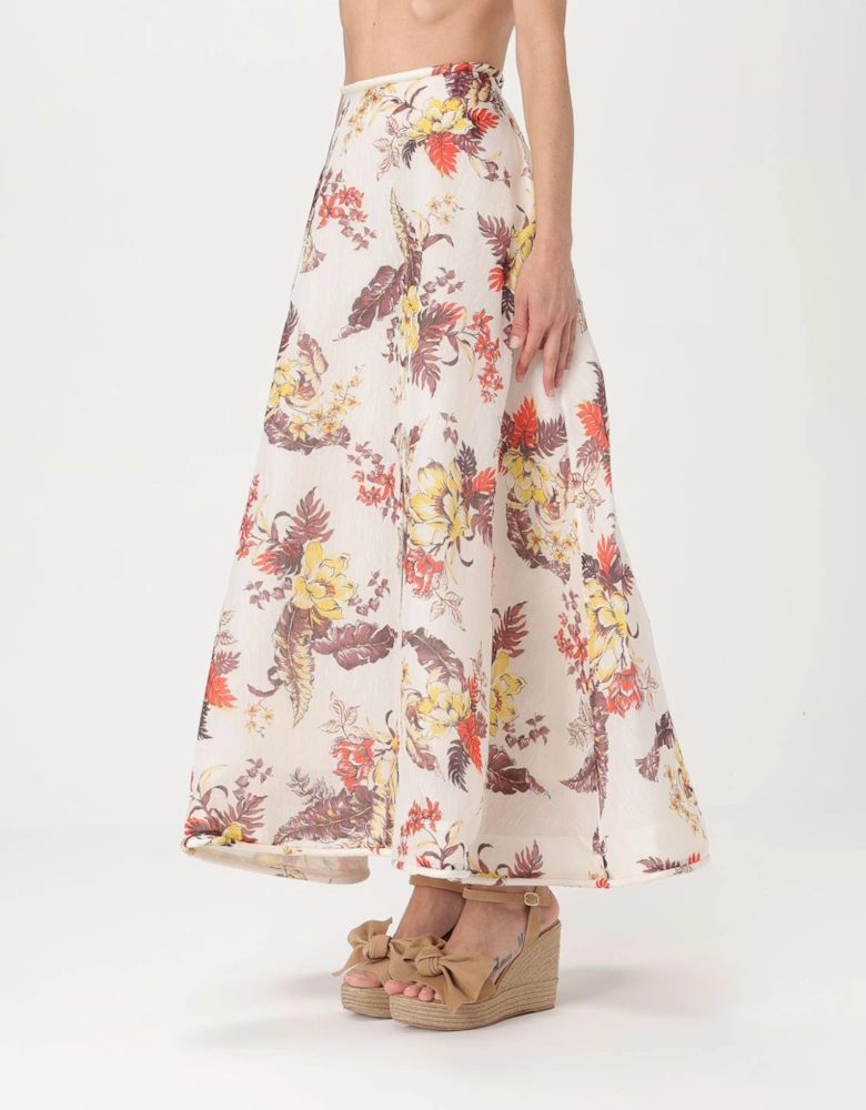 Floral ALine Midi Skirt