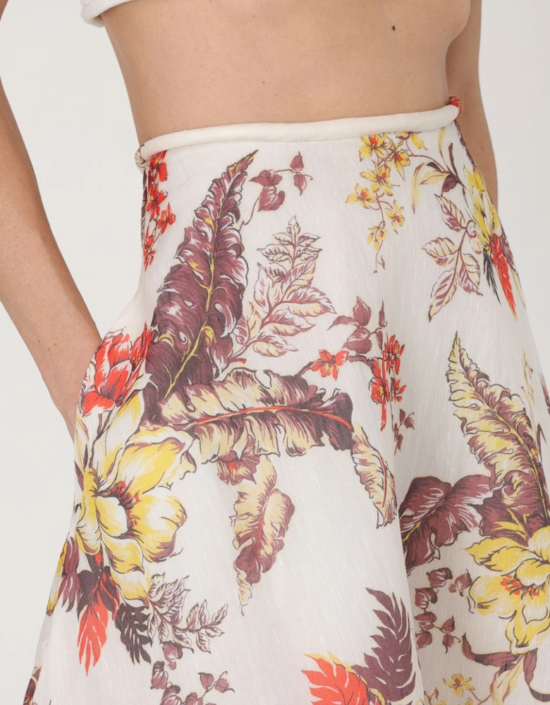 Floral ALine Midi Skirt