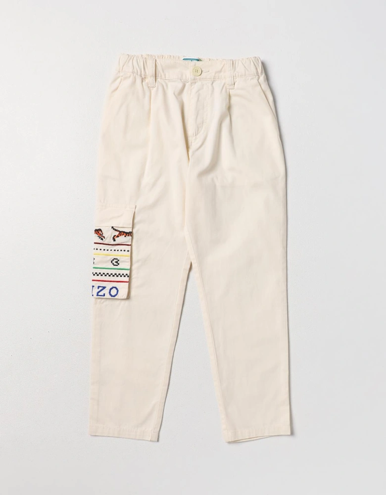Kids Casual Pants with Embroidered Pocket