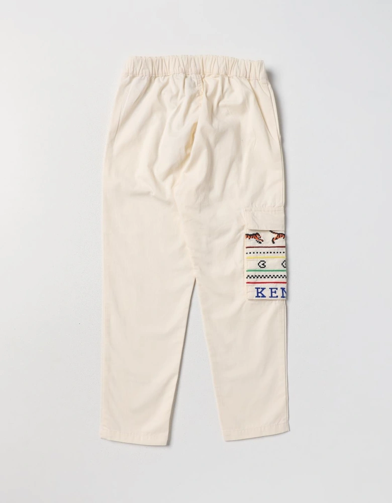 Kids Casual Pants with Embroidered Pocket