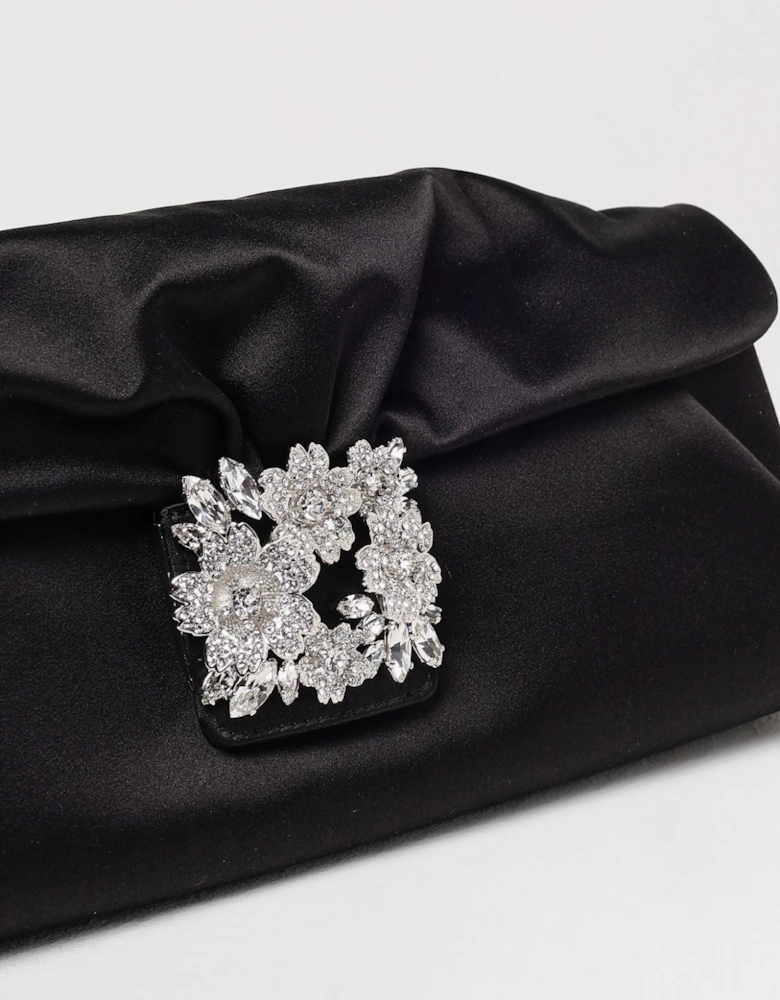 Crystal Embellished Satin Clutch