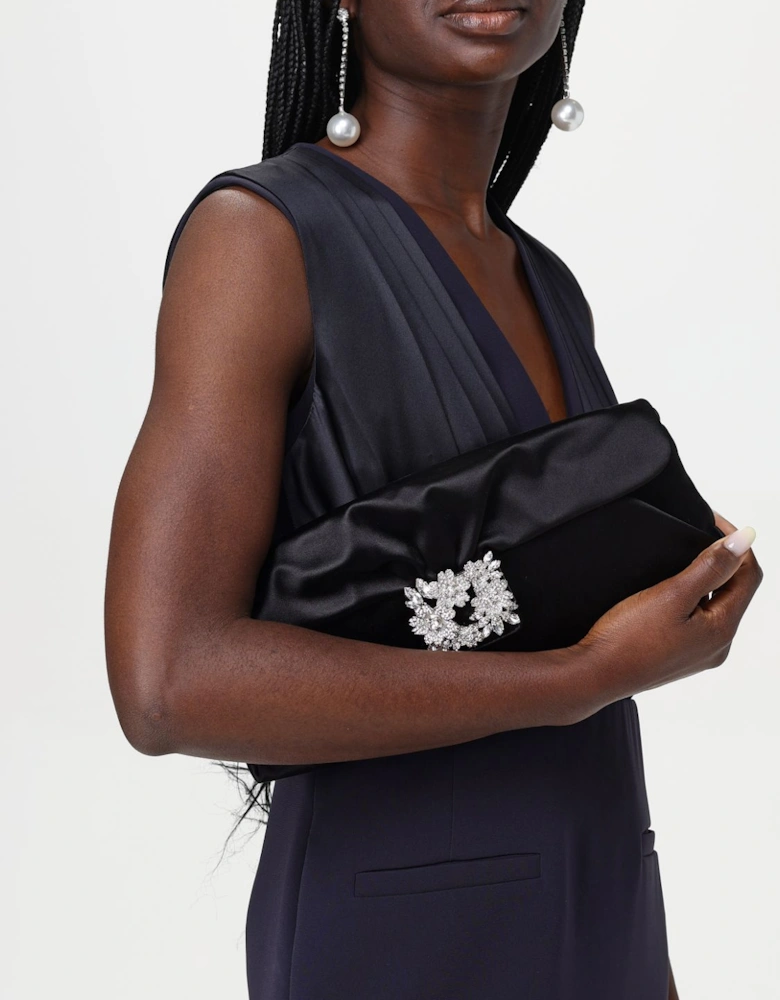 Crystal Embellished Satin Clutch