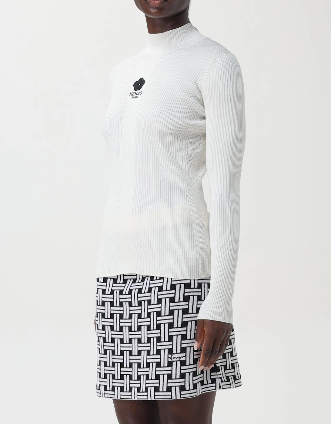 Ribbed Knit Mock Neck Sweater