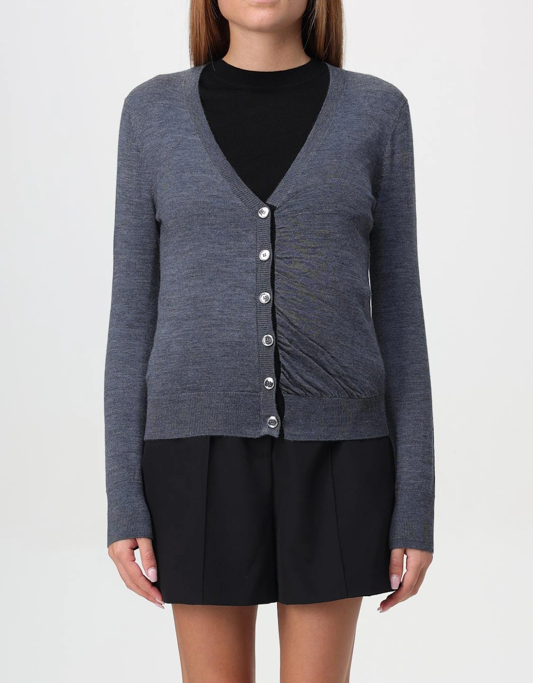 Merino Wool VNeck Cardigan Draped Knit, 5 of 4