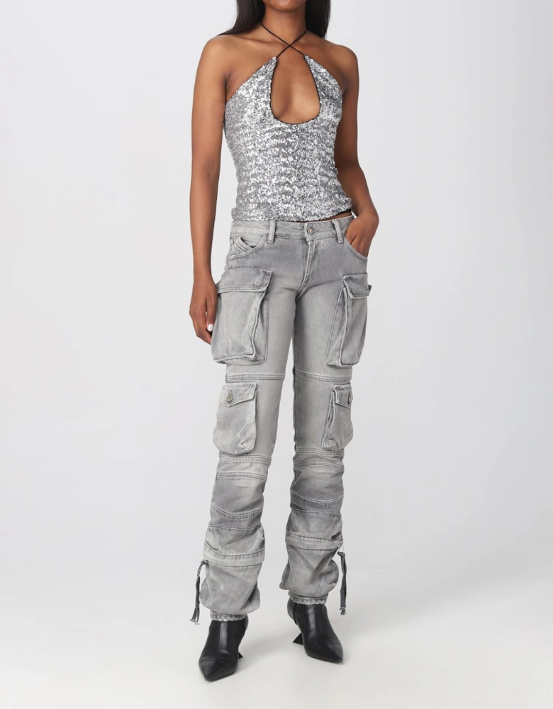 Cargo Jeans with Drawstring Cuffs