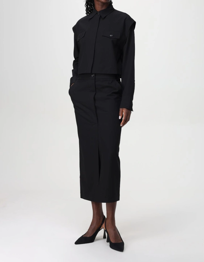 Midi Aline Skirt Button Closure