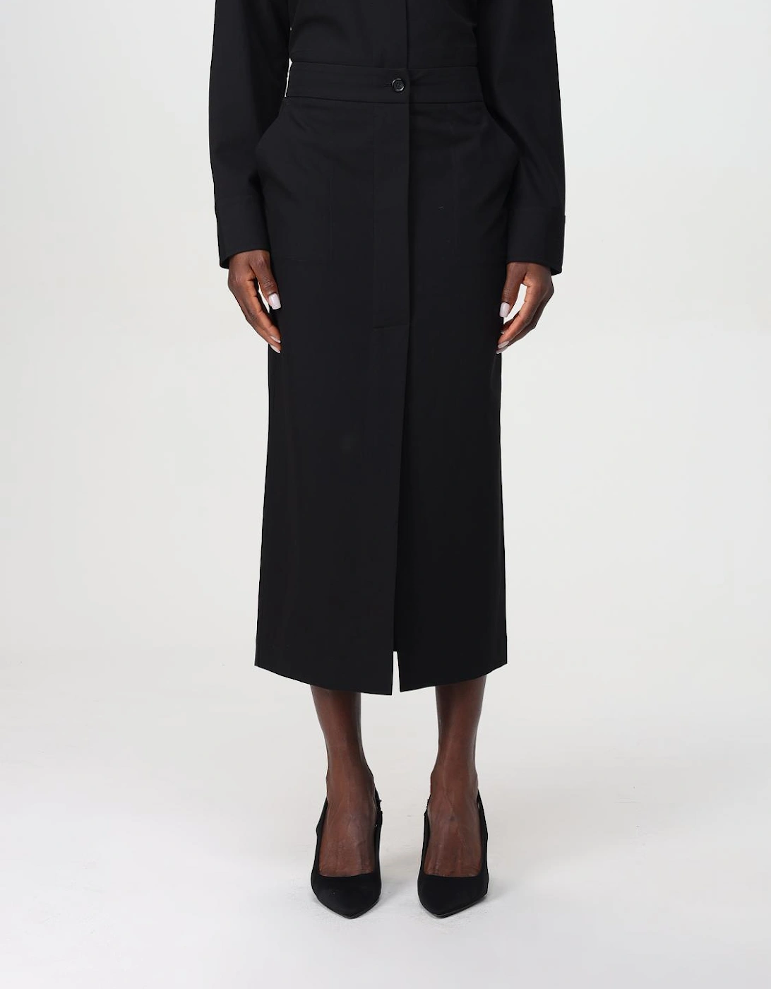 Midi Aline Skirt Button Closure