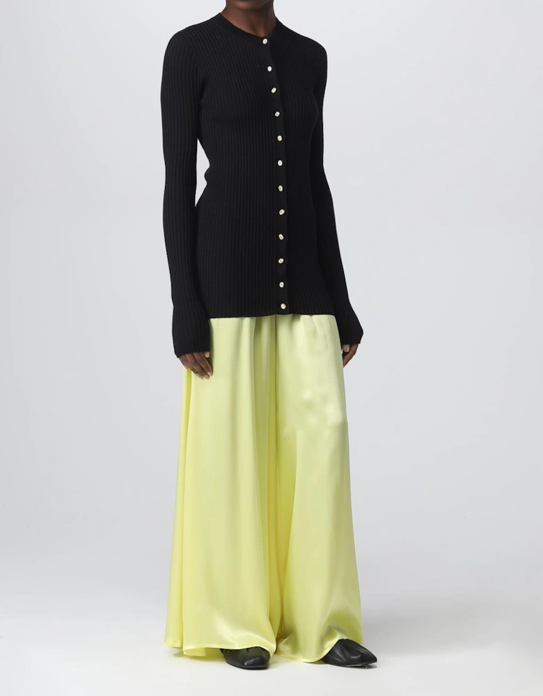 Ribbed Merino Wool Cardigan Pearl Buttons