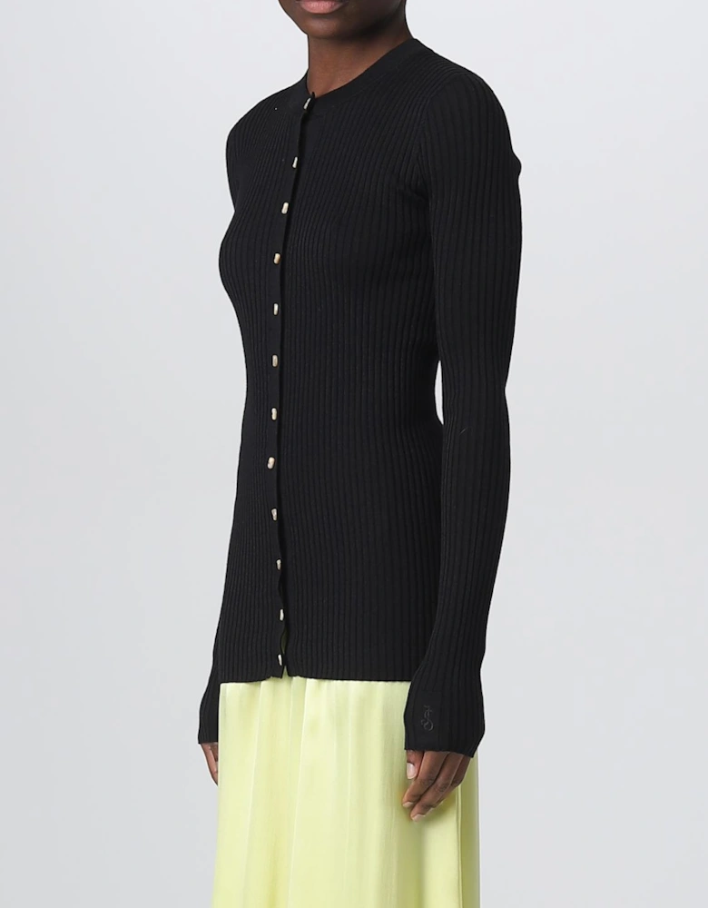 Ribbed Merino Wool Cardigan Pearl Buttons
