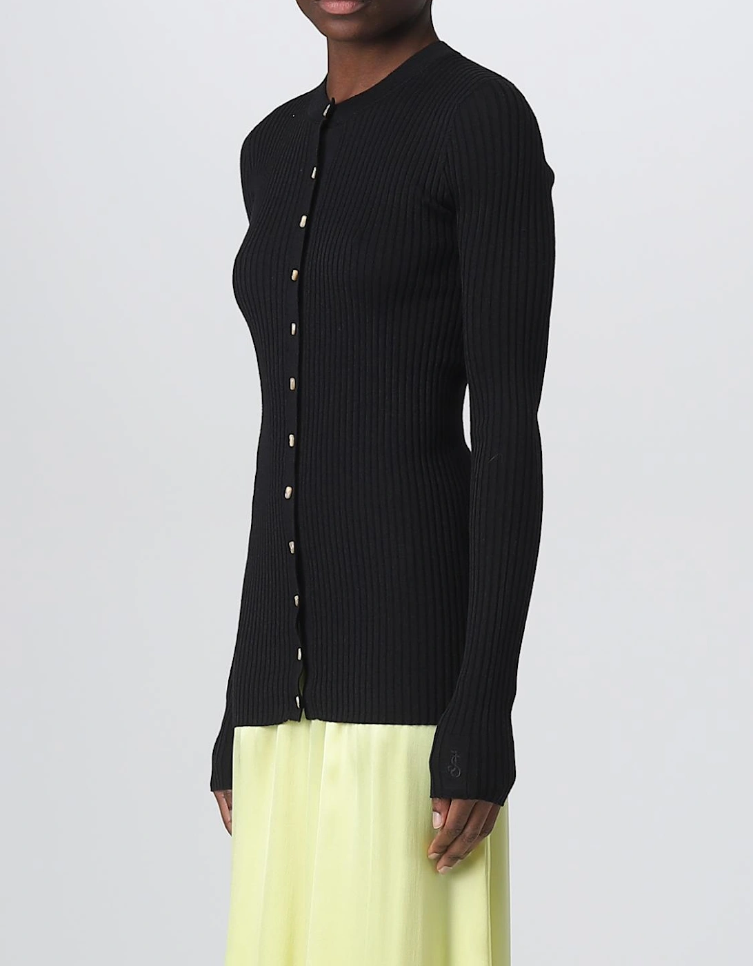 Ribbed Merino Wool Cardigan Pearl Buttons