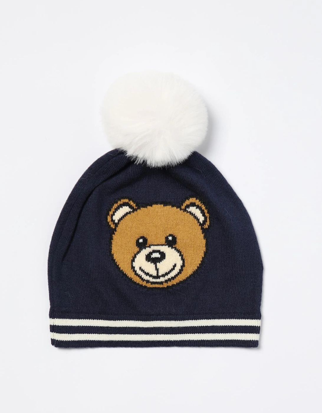 Teddy Bear Pom Pom Beanie Knit Hat