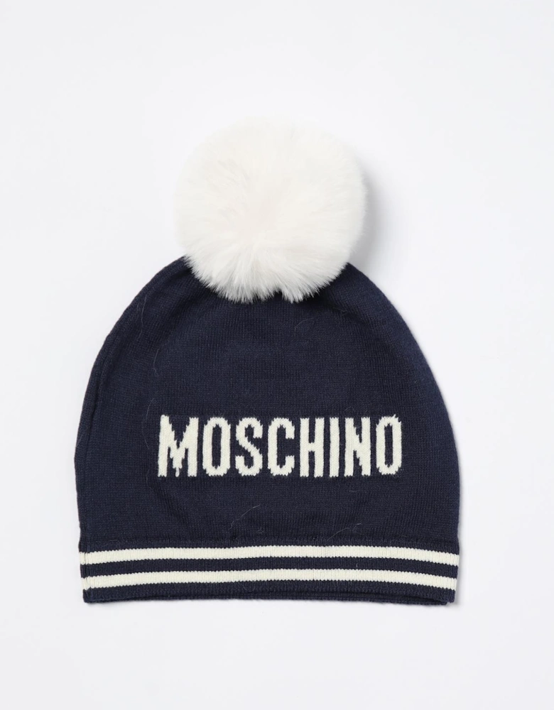 Teddy Bear Pom Pom Beanie Knit Hat