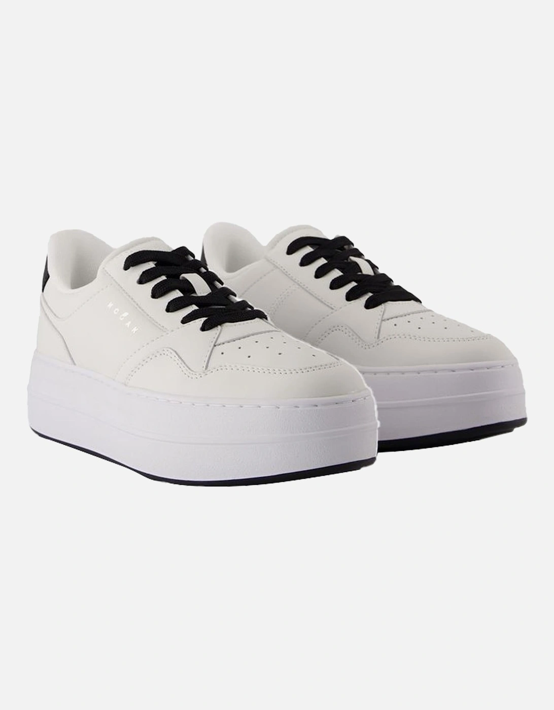 Smooth Calfskin Leather Sneakers with Round Toe and Lace-Up Closure