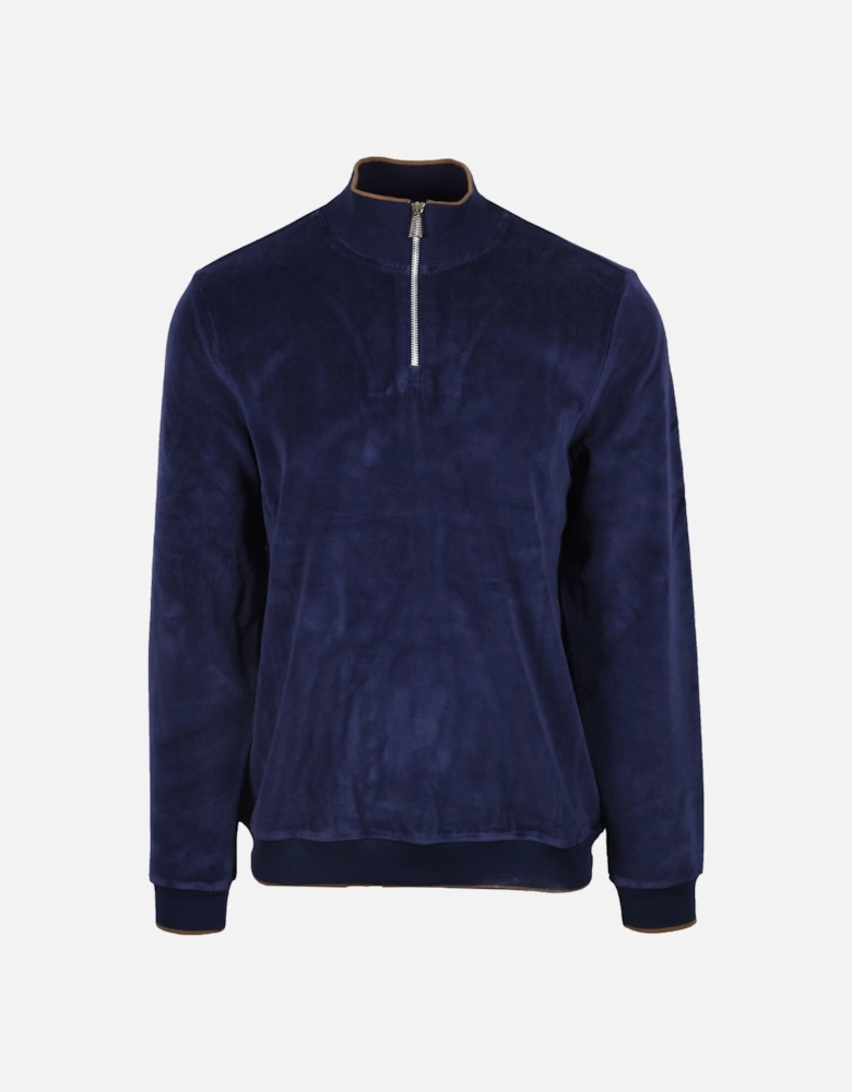 Half Zip Velour Sweatshirt Ink Blue